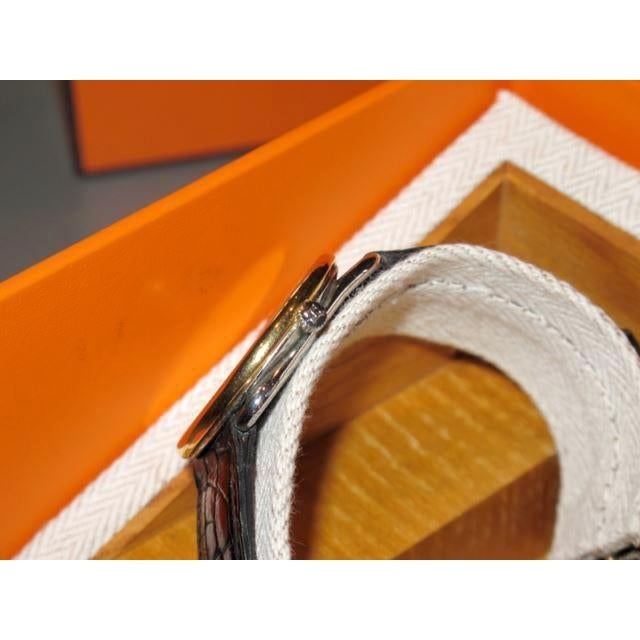 Hermes Unisex Black Crocodile Wrist Watch Arceau 33, Box! - poupishop