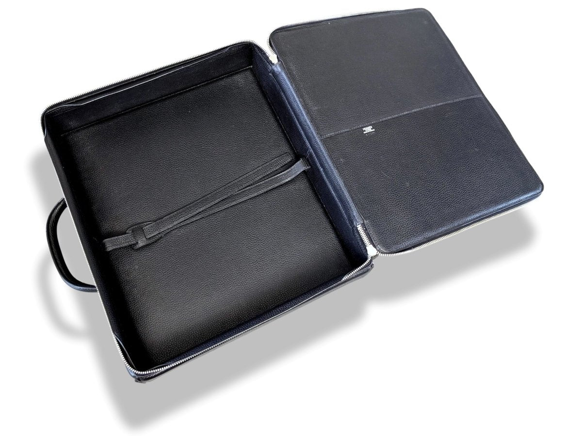 Hermes Unisex Black Vache Liegee VALISE HERLIGHT 24 MM CASE with Carry Co, Superb! - poupishop