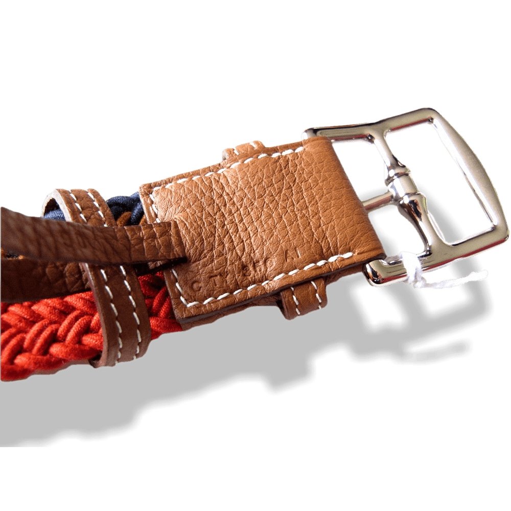 Hermes Unisex Multi Colors Braided Cotton & Calfskin Leather Etriviere Belt, NIB! - poupishop