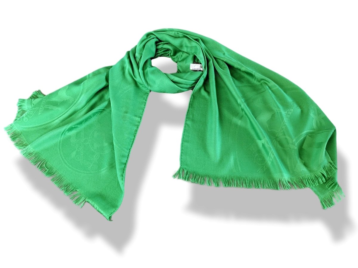 Hermes Vert Billard ETOLE NEW LIBRIS CONFESSIONS D'EX-LIBRIS Muffler Fringed 85% Cashmere/15% Silk 75 x 210 cm, BNWT! - poupishop