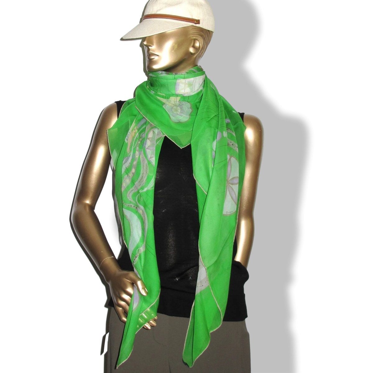 Hermes Vert Vif LA DANSE DU COSMOS by Zoe Pauwels Mousseline Shawl 140, New! - poupishop