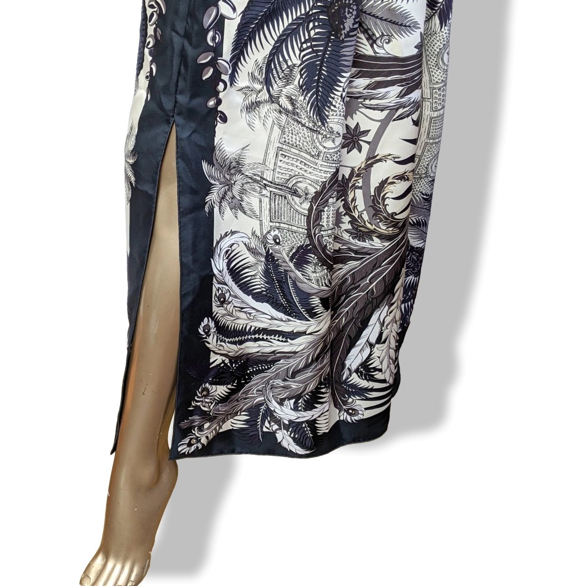 Hermes Vert/Anthracite/Vanille MYTHIQUES PHOENIX TWILLAINE Long Skirt, Rare, Grail, Sz40 - poupishop
