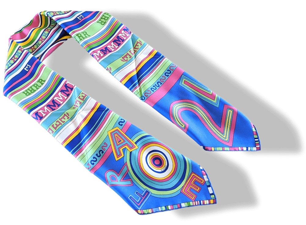 Hermes Vibrant Blue/Multi Tohu Bohu by Claudia Sthulhofer-Mayr Twill Silk Scarf 90cm, New! - poupishop
