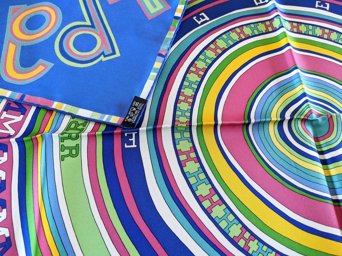 Hermes Vibrant Blue/Multi Tohu Bohu by Claudia Sthulhofer-Mayr Twill Silk Scarf 90cm, New! - poupishop