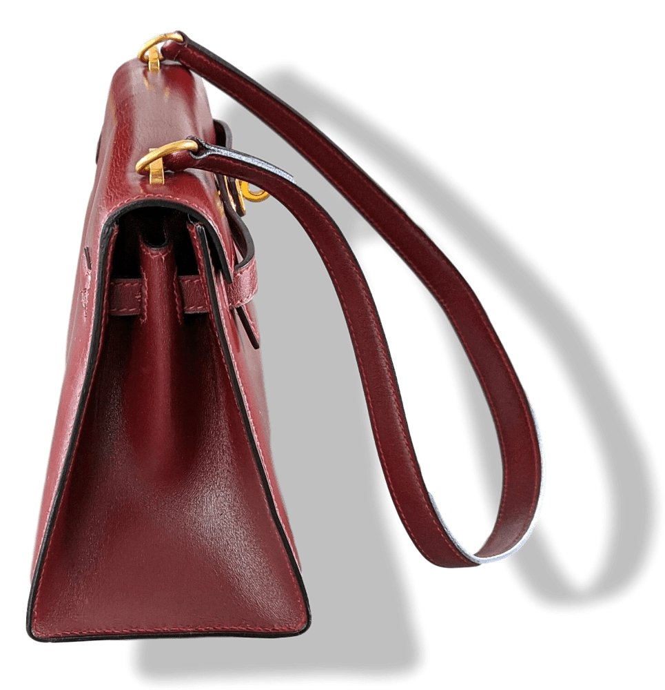 Hermes Vintage 1960-70s Burgundy Box MINI SHOULDER KELLY SELLIER 20 CM Bag Handbag, Rare! - poupishop