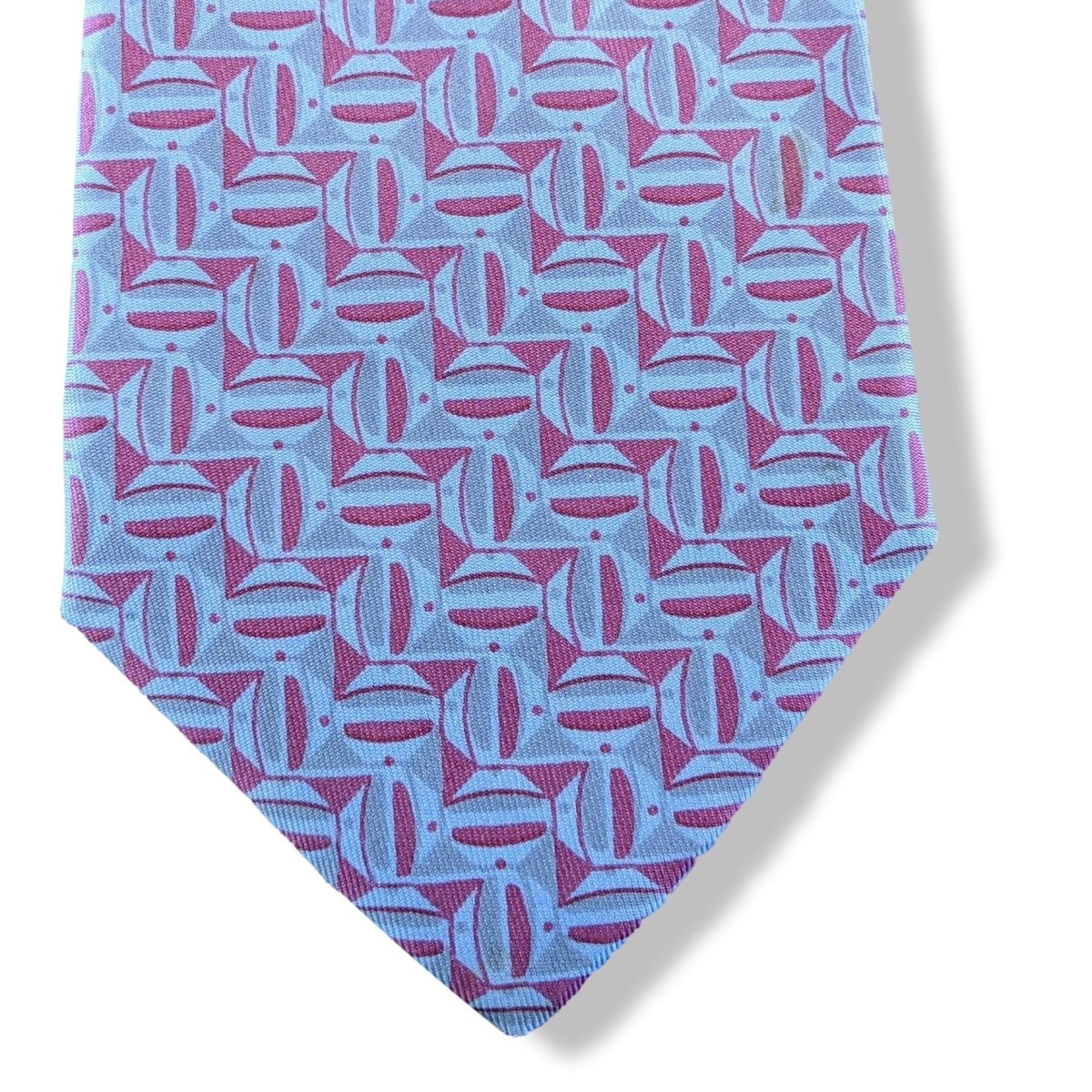 Hermes Vintage 1960s Bleu Gris/Framboise Twill Silk Tie 8,5 CM, 172 FA, Mint! - poupishop