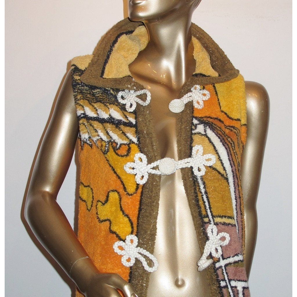 Hermes Vintage 1960s Cotton Terry Tribord Long Beach Tunic, Sz 40, Rare! - poupishop