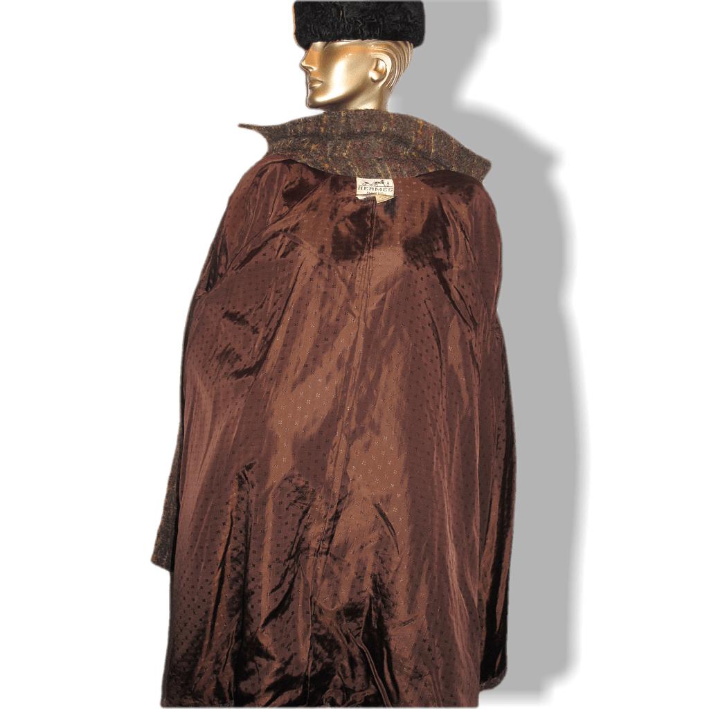 Hermes Vintage 1960s Tartan Mohair Wool Long Coat SzM, Rare! - poupishop