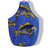 Hermes Vintage 1970s Blue/Red-Orange POISSONS Fishes Beach Bag, Incredible! - poupishop