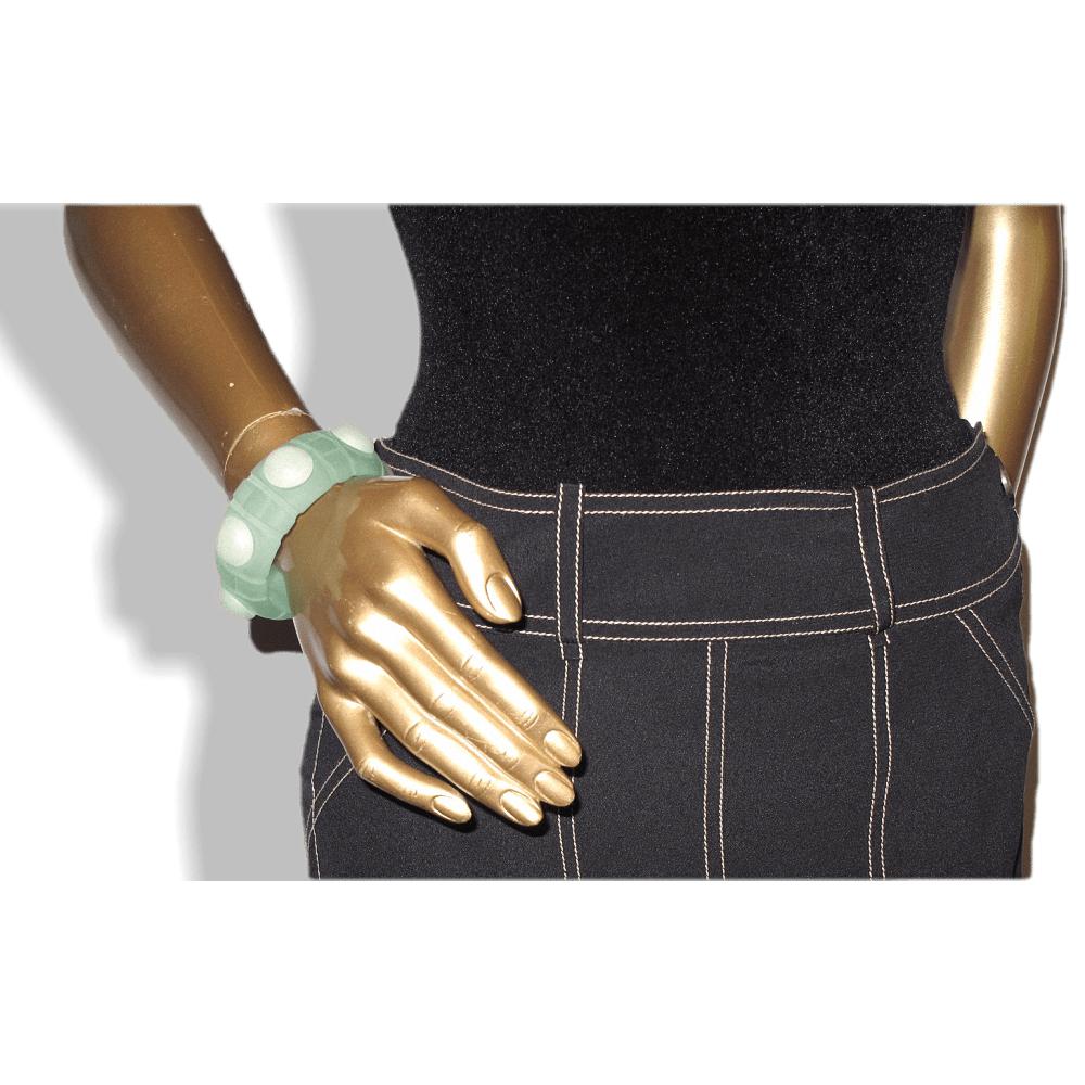 Hermes Vintage 1974 Green Resine Amazone Perfume Bangle Bracelet, Rare! - poupishop