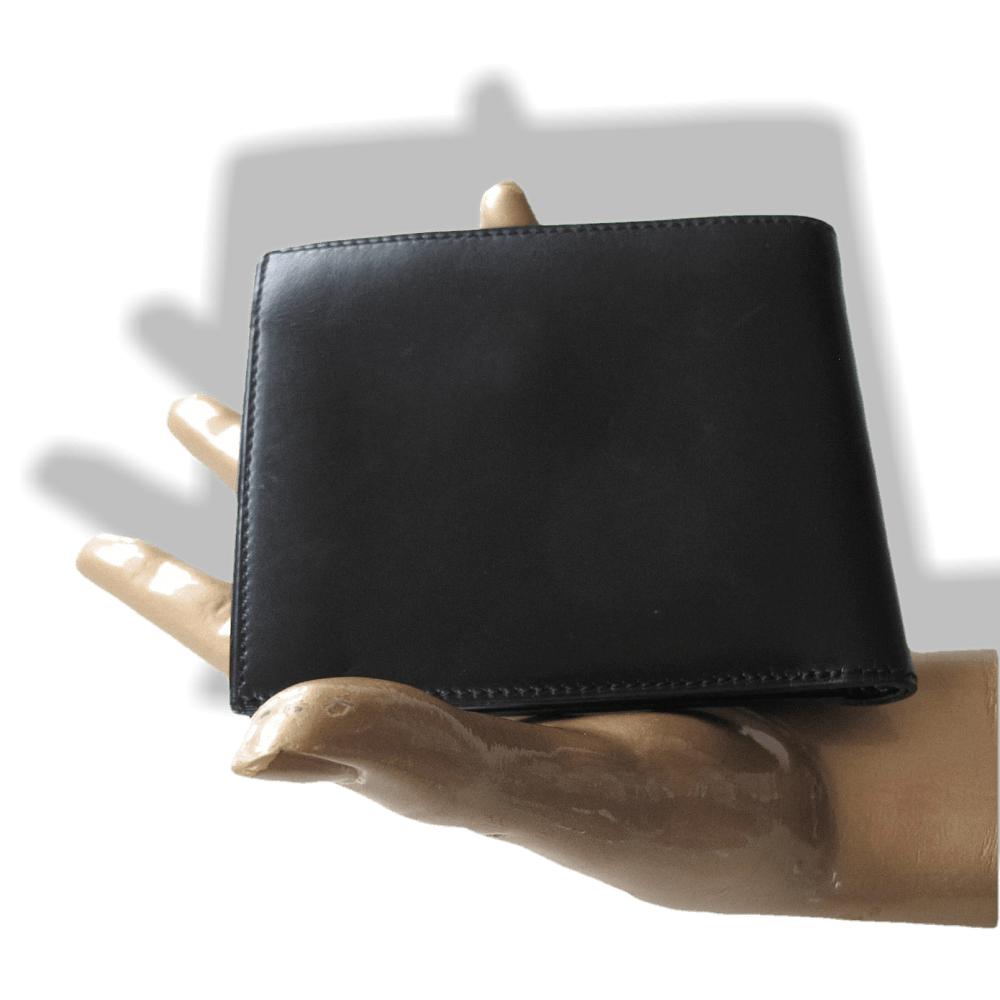 Hermes Vintage 1995 Black Box Leather Unisex Billfold Wallet With Coin Pocket, Mint! - poupishop