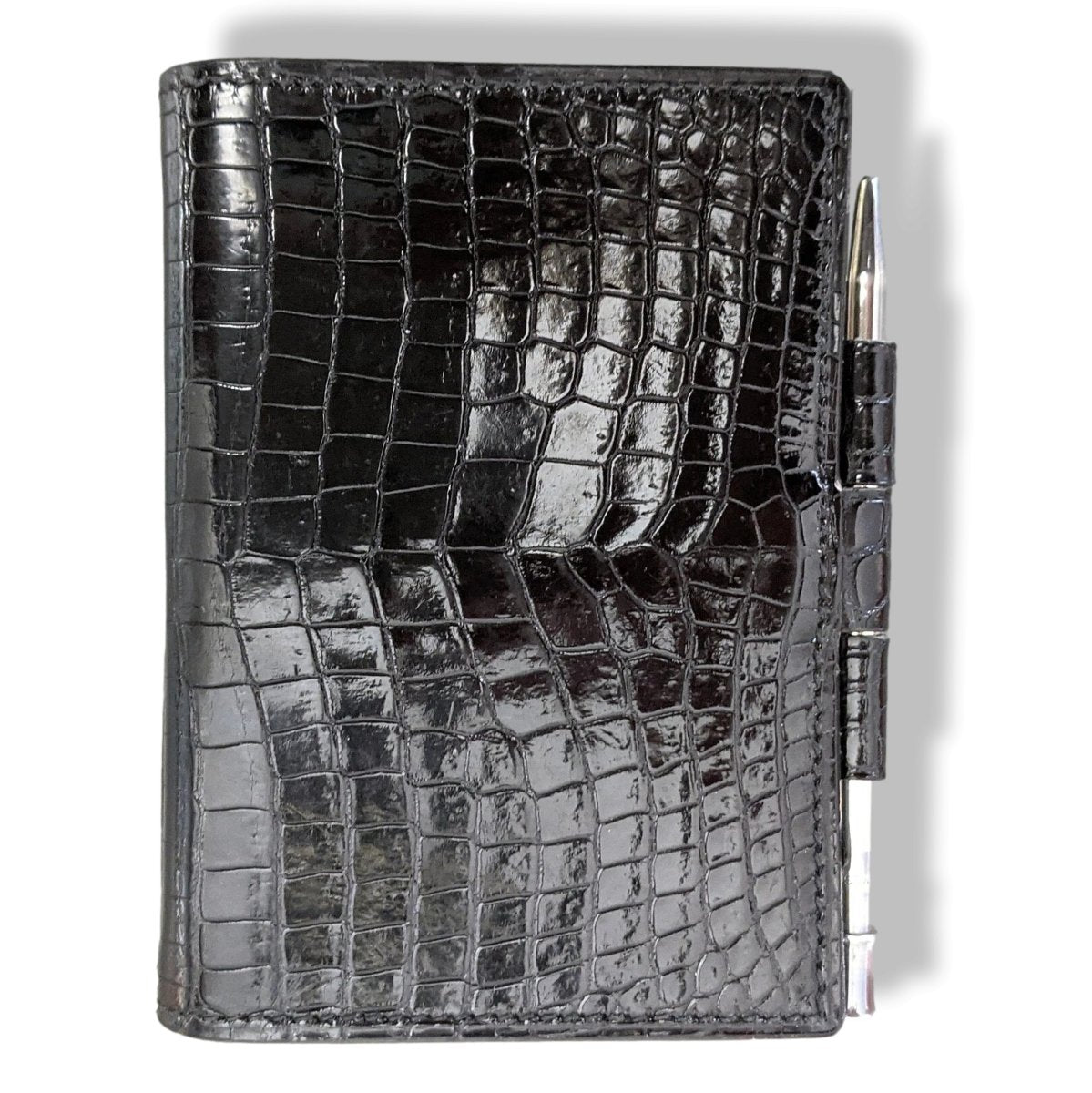 Hermes Vintage 60s Black Crocodile Mini Agenda 1 Pin & Silver Mechanical Pencil, Mint! - poupishop