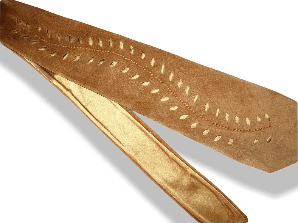 Hermes Vintage 60s Camel Mesh Suede Tie Lined with Satin of Silk, Rare! - poupishop