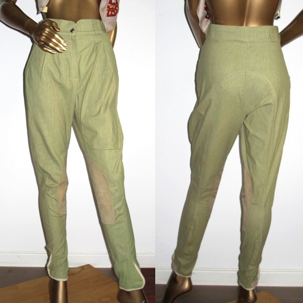 Hermes Vintage Anis Ladies Horse Riding Breeches Jodhpurs Sz40 - poupishop