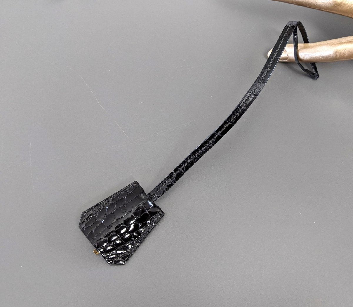 Hermes Vintage Black Crocodile Clochette with 2 KEYS 017 without Cadenas, RARE! - poupishop