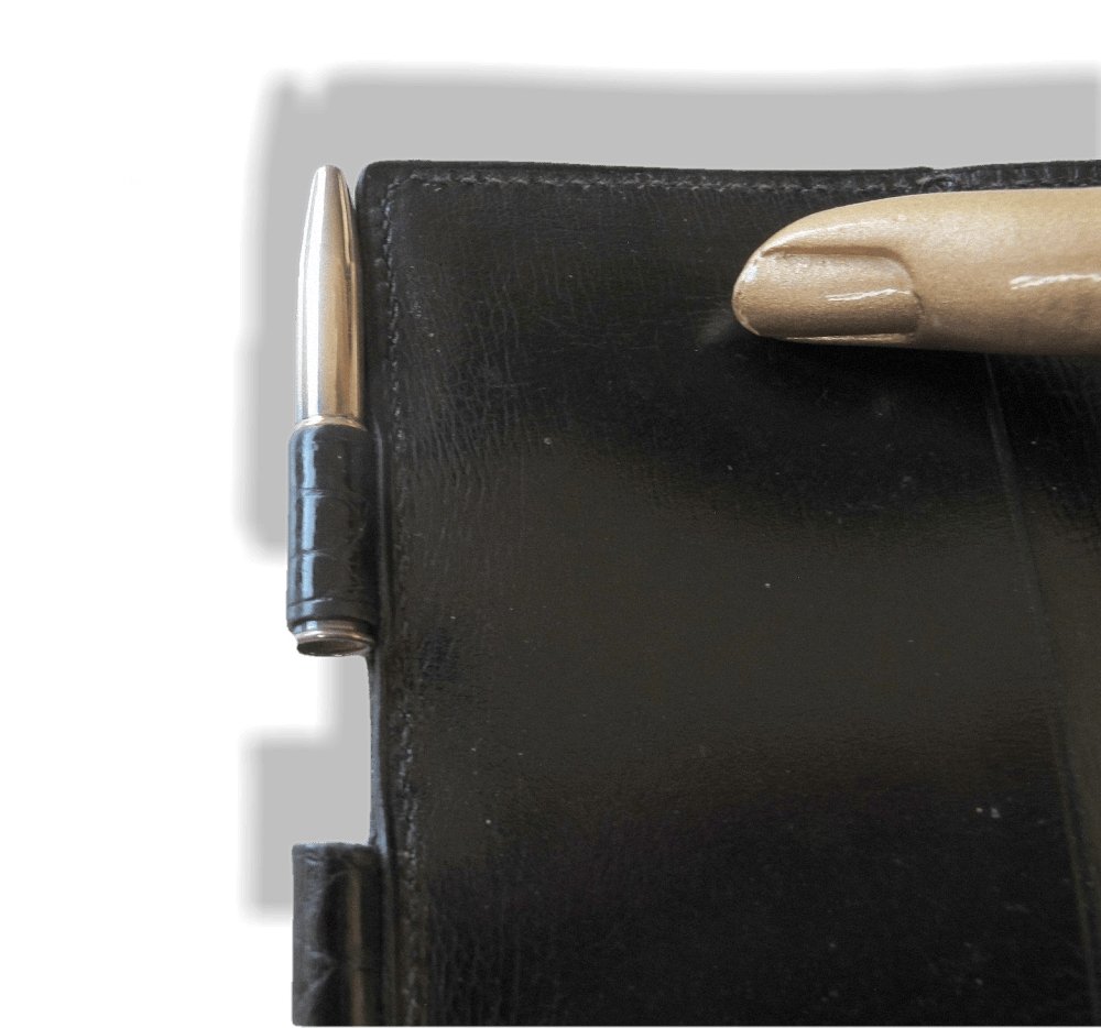 Hermes Vintage Black Vintage Crocodile Agenda Cover Mini 1 Pin with Silver Mechanical Pencil, Mint! - poupishop