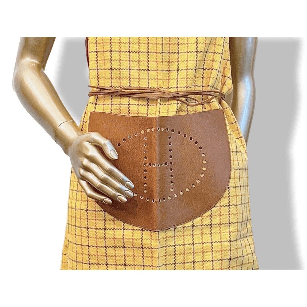 Hermes Vintage Corn Cotton & Leather Pocket EVELYNE Cooking Apron, BNEW! - poupishop