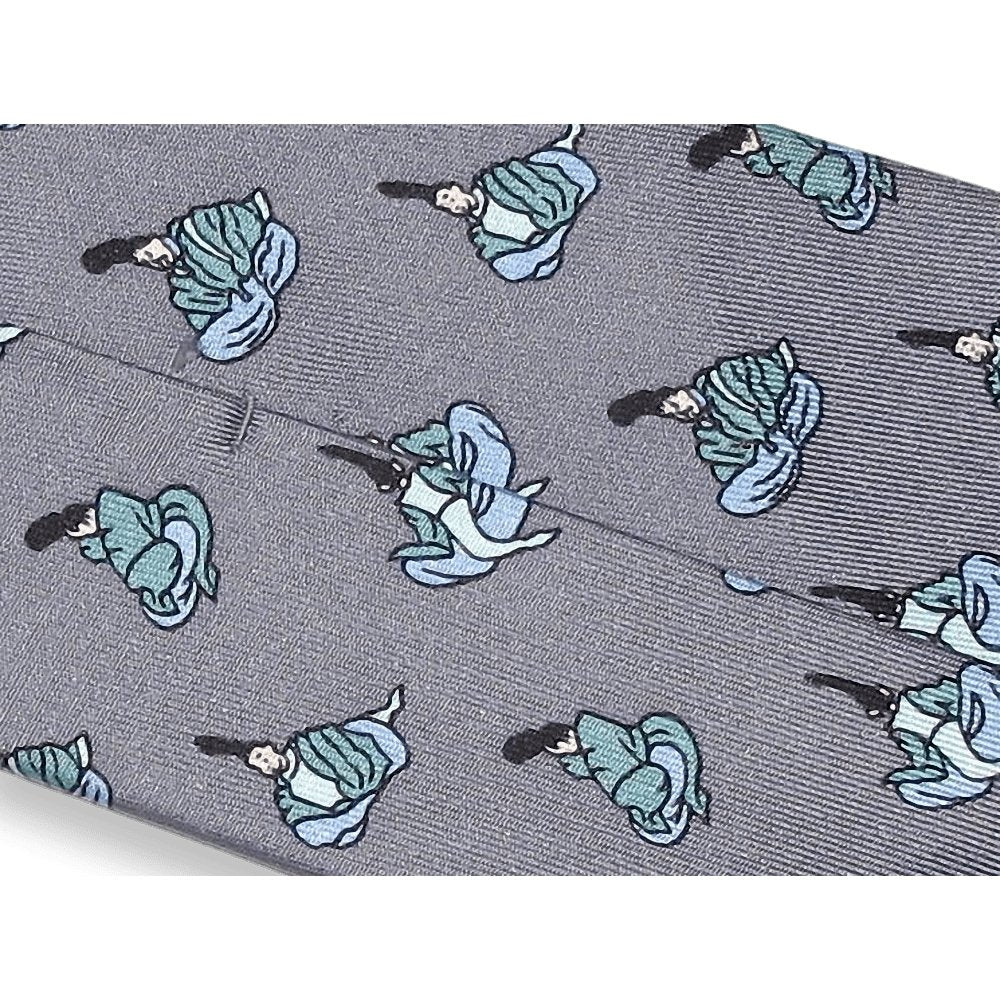 Hermes Vintage Grey Blue Japan La ballade de Heian Silk Tie, Rare! - poupishop