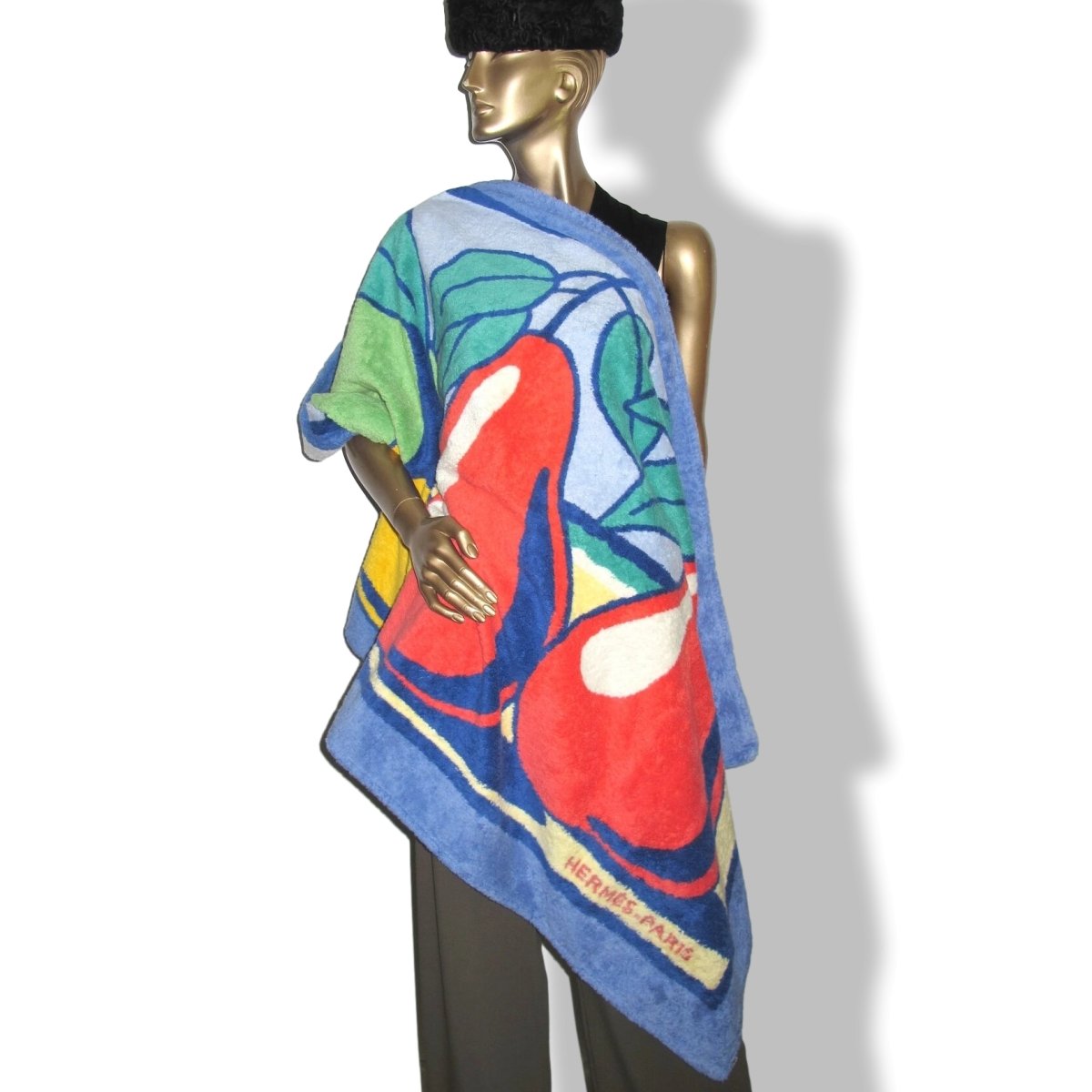 Hermes Vintage Lavande/Blanc/Multi FRUITS Tapis de Plage Terry Beach Towel 150 x 90cm cm - poupishop