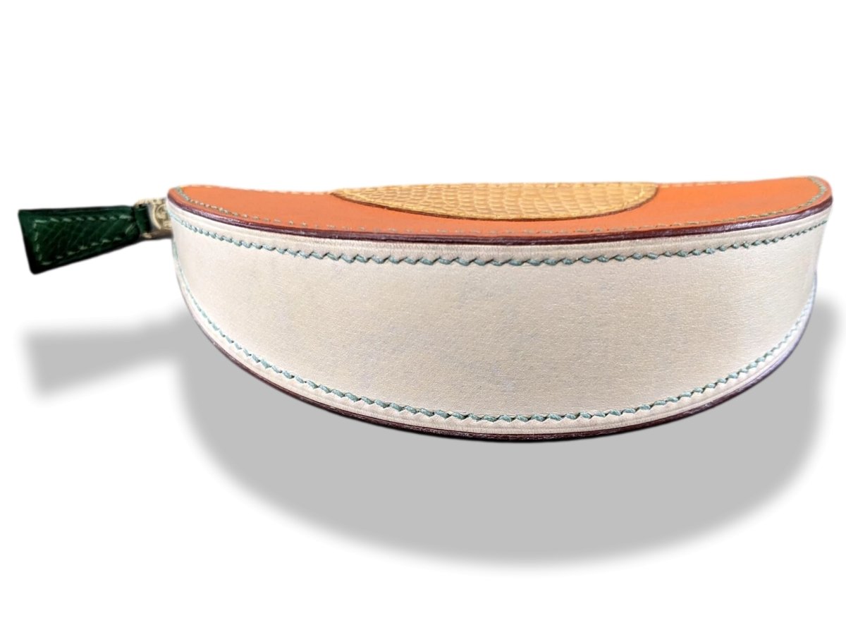 Hermes Vintage Orange Chevre/Mais Lizard MELON Fruit Zipped Wallet Coin Purse - poupishop