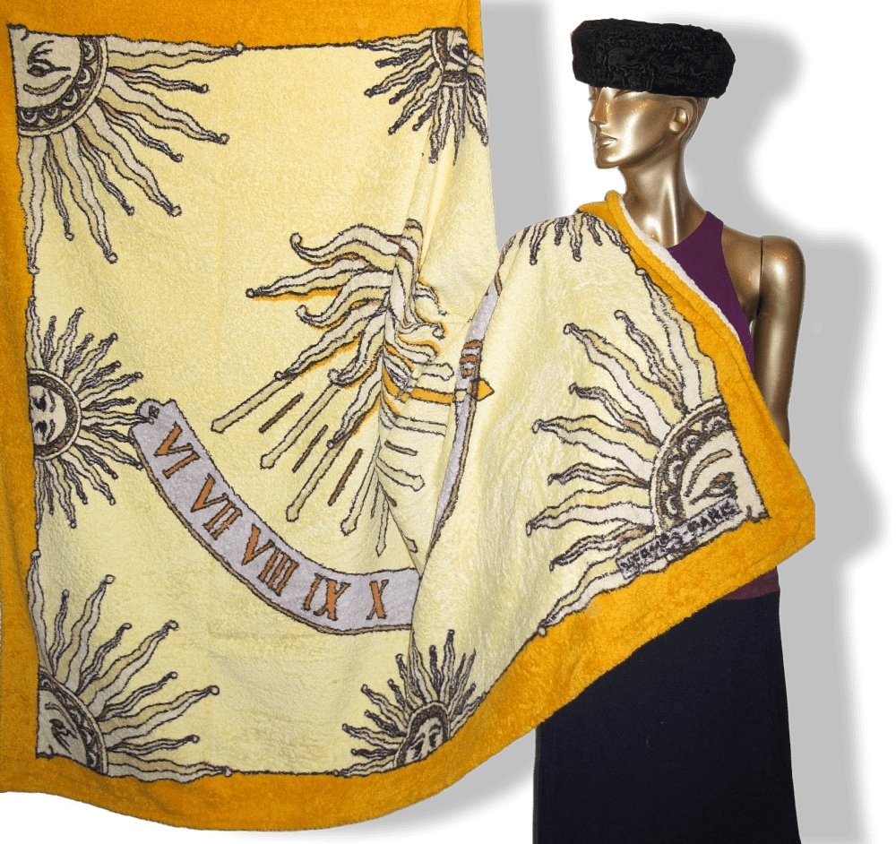 Hermes Vintage Pale Yellow Cadran Solaire Sundial Cotton Terry Beach Towel 150 x 180 cm (The biggest Model), Retail $1200! - poupishop