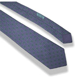 Hermes Vintage Purple Green Wheel Print Scarf Twill Silk Tie 7317 EA, New! - poupishop