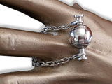 Hermes Vintage Shiny Sterling Silver Tennis Ball Bag Charm Key Ring, Rare, New! - poupishop