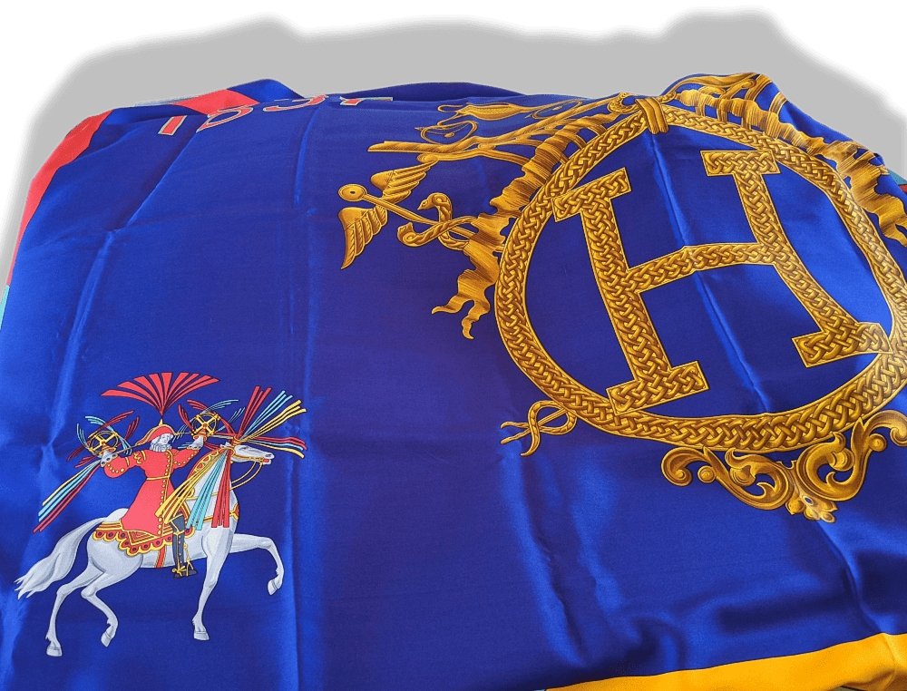 Hermes Vintage Special Issue 150 ans FEUX D'ARTIFICE 1837 - 1987 FLAG DRAPEAU 100% Silk, Very Rare and Exceptional! - poupishop