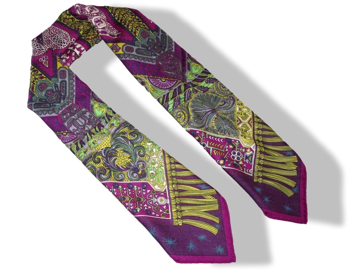 Hermes Violet/Vert/Aubergine SUR UN TAPIS VOLANT by Annie Faivre Cashmere 90cm, NWT! - poupishop