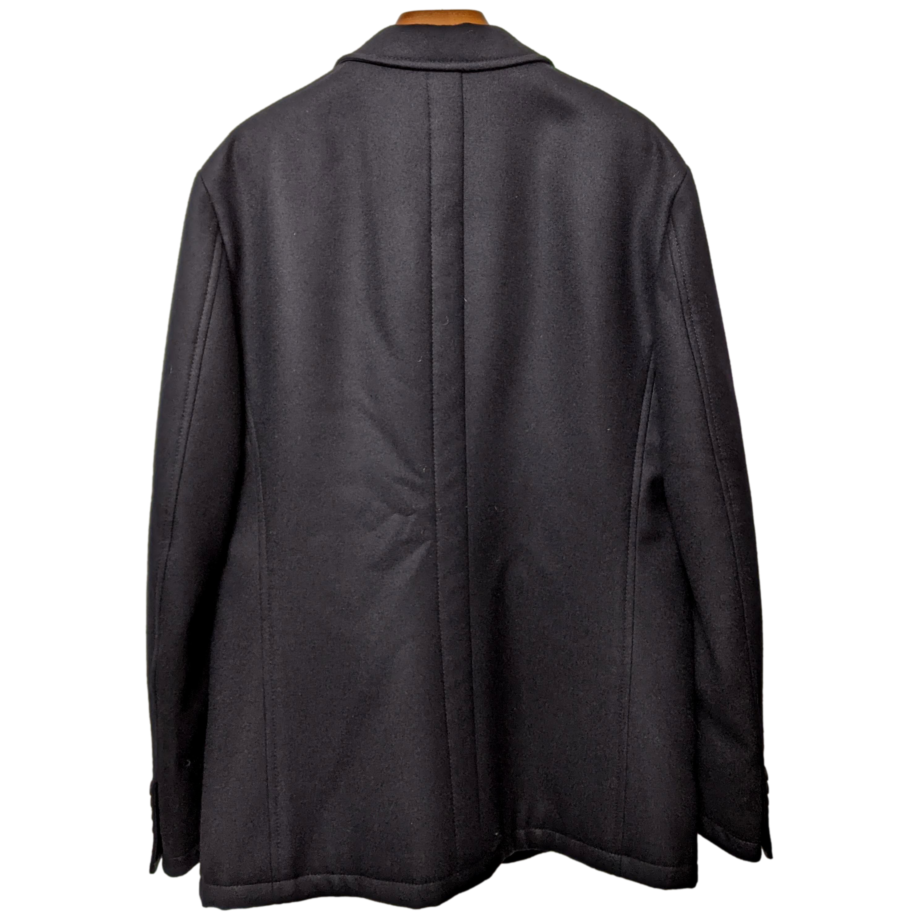 Hermes Noir/Noir 100% Virgin Wool with Lambskin Details Men's Jacket Sz50