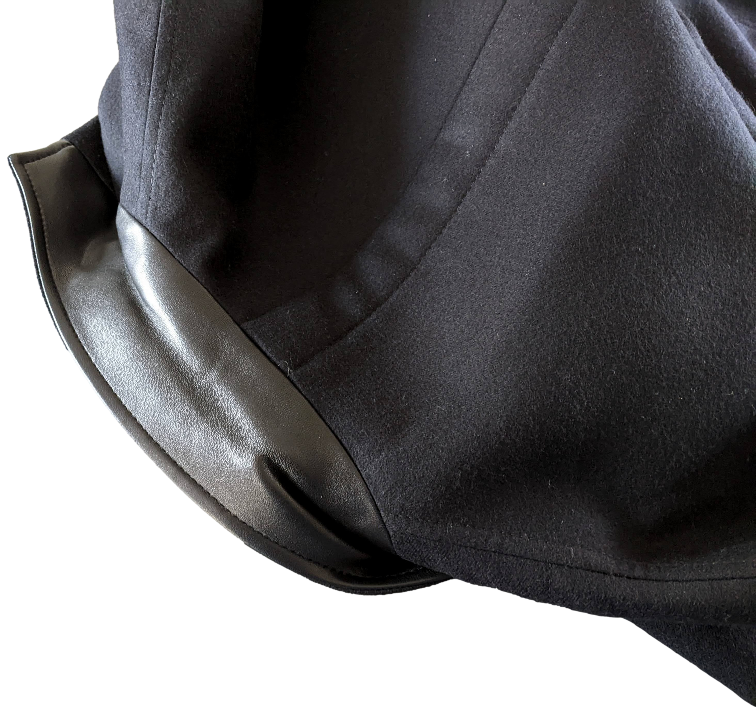 Hermes Noir/Noir 100% Virgin Wool with Lambskin Details Men's Jacket Sz50