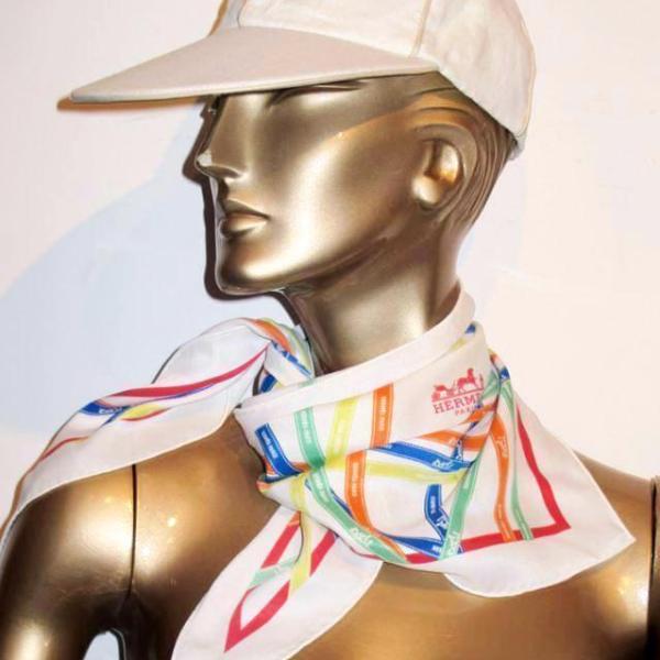 Hermes White Bolduc Vintage Silk Pointu, New! - poupishop