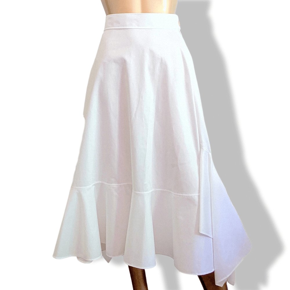 Hermes White Chintz Cotton JUPE A GODETS Skirt Sz 40, Ret. €1200, BNWT! - poupishop