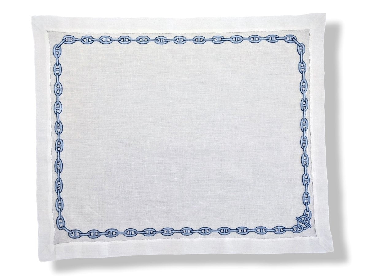 Hermes White Embroidered CHAINE D'ANCRE Set de Table 1 Pc, Box! - poupishop