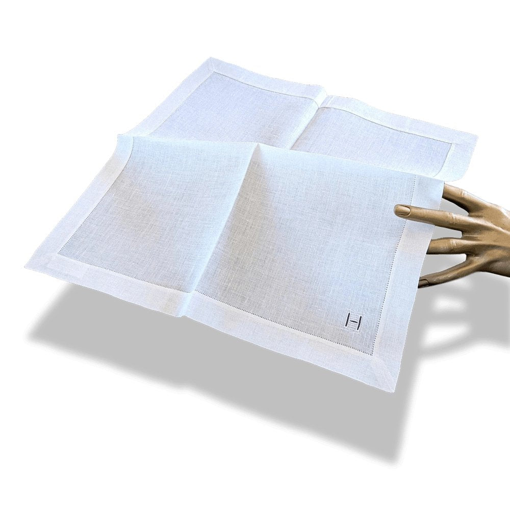 Hermes White Embroidered H Linen Placemat SET DE TABLE 2 Pc, BNIB! - poupishop