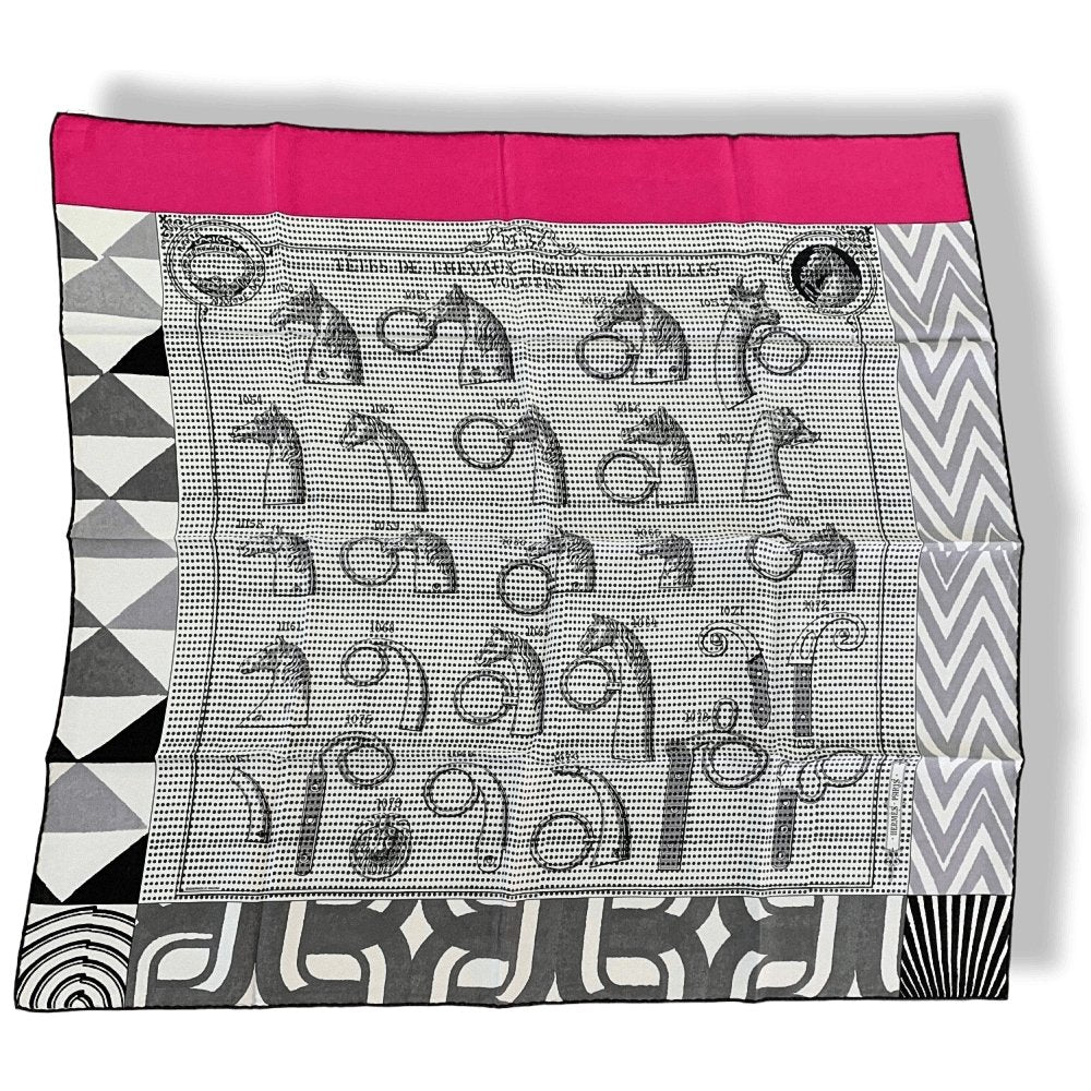 Hermes White Indian Pink MANUFACTURE DE BOUCLERIES DETAIL by Gianpaolo Pagni Wash Silk Carre 90cm cm, BNWTIB! - poupishop