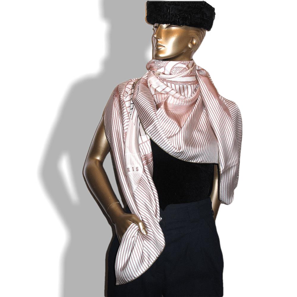 Hermes White Rose Kaki Suite et Poursuite Twill 140, New! - poupishop