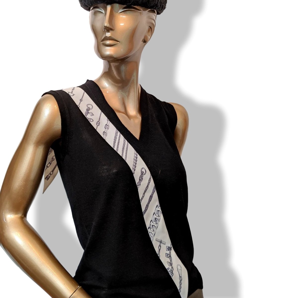 Hermes White/Grey CHAINES ET GOURMETTES Twilly, Mint! - poupishop