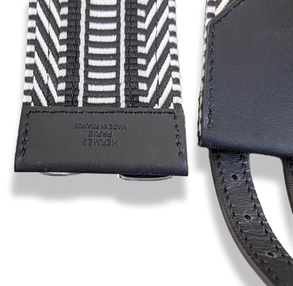 Hermes Woman Ecru-Noir/Noir Sombrero Calfskin SANGLE CAVALE 50 Complete Belt Sz90cm, BNWTIB!! - poupishop
