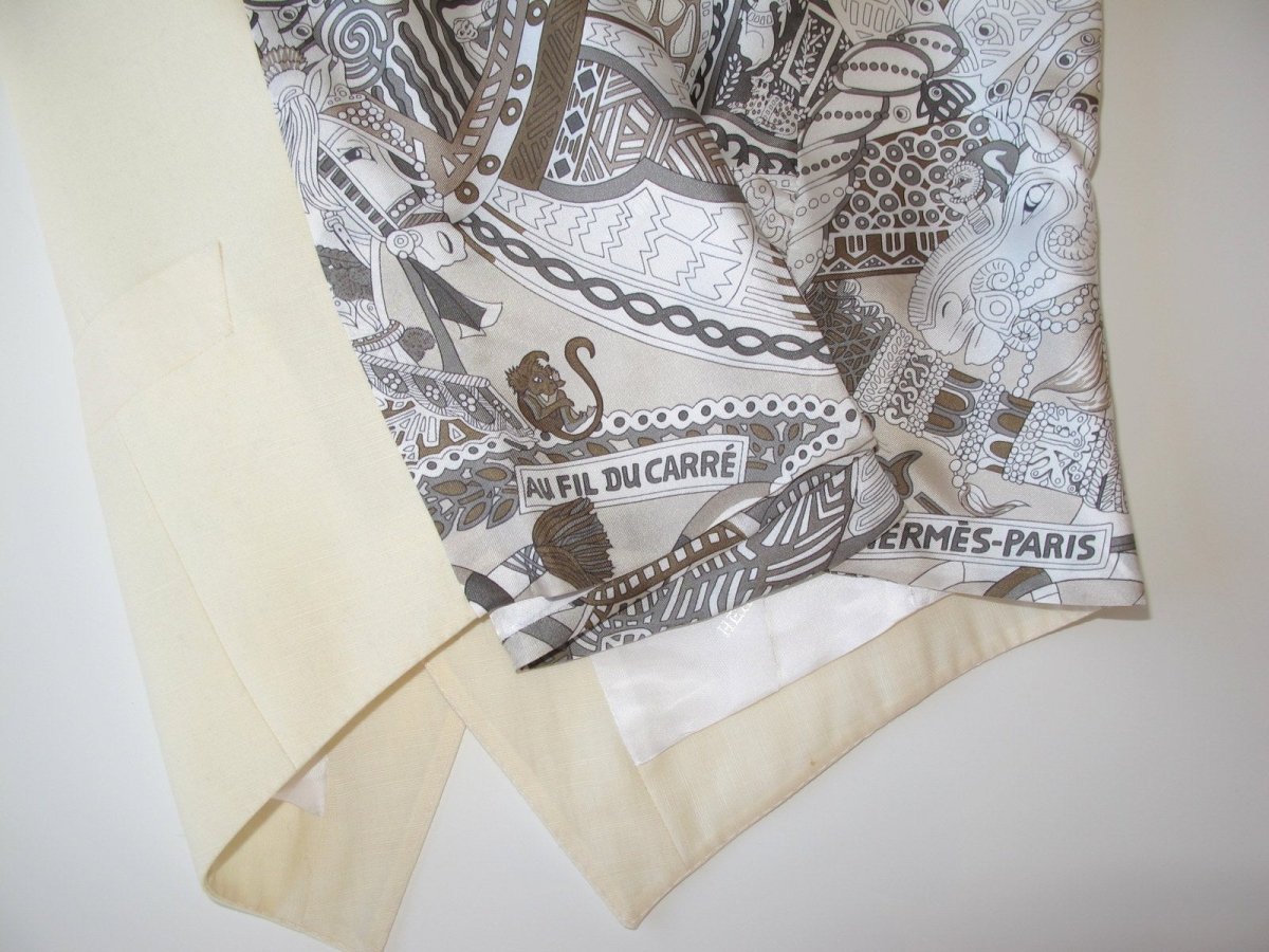 Hermes Wool/Linen/Mohair & Print Silk Au Fil du Carre A. Faivre Men Vest, New! - poupishop