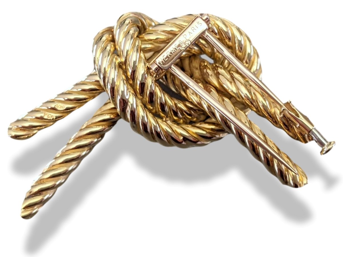 Hermes Yellow Gold 750 Cordage Sailor's Knot Brooch, Superb! - poupishop