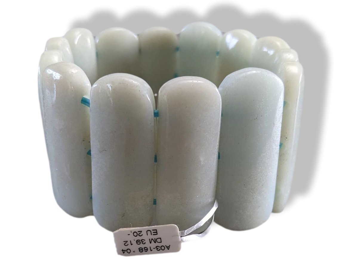 Jadeite Pale Green Jade Natural Stone Manchette Bracelet, NWT! - poupishop