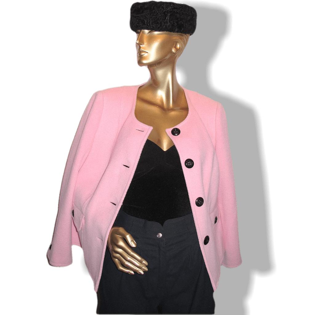 Liz Malraux Design Rose bonbon 100% Cashmere Jacket Sz40-42 - poupishop