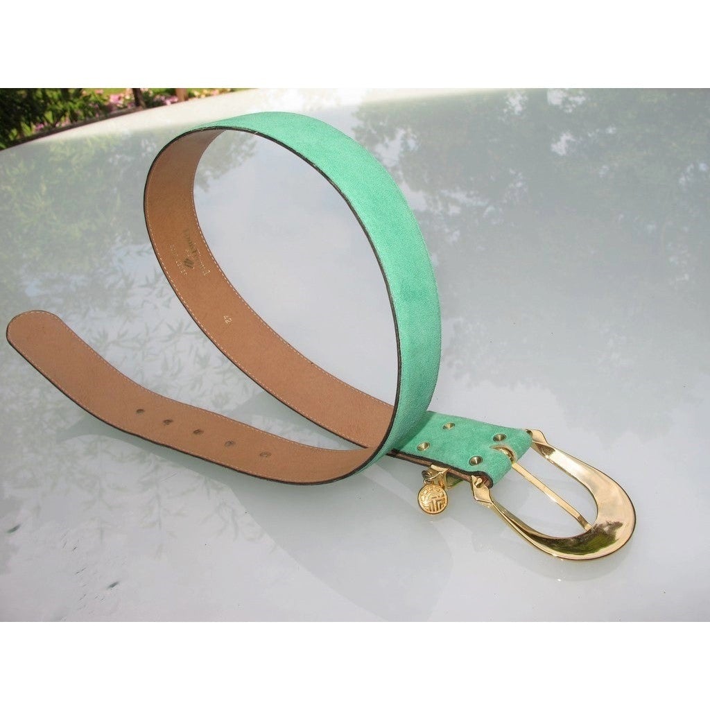 Louis Feraud Couture Vintage Menthe Suede Belt Sz42 - poupishop