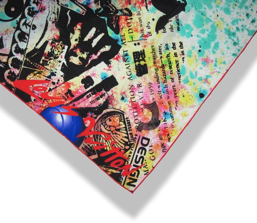 Louis Vuitton & Kenny Scharf 2014 Pop Cosmic Limited Artist Scarf Crepe of Silk Shawl 140 - poupishop