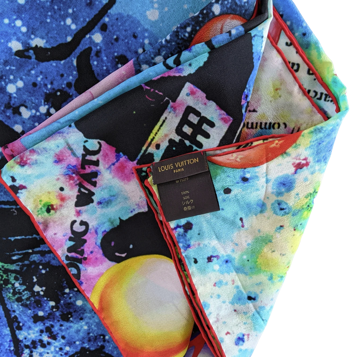 Louis Vuitton & Kenny Scharf 2014 "Pop Cosmic" Limited Artist Scarf Crepe of Silk Shawl 140
