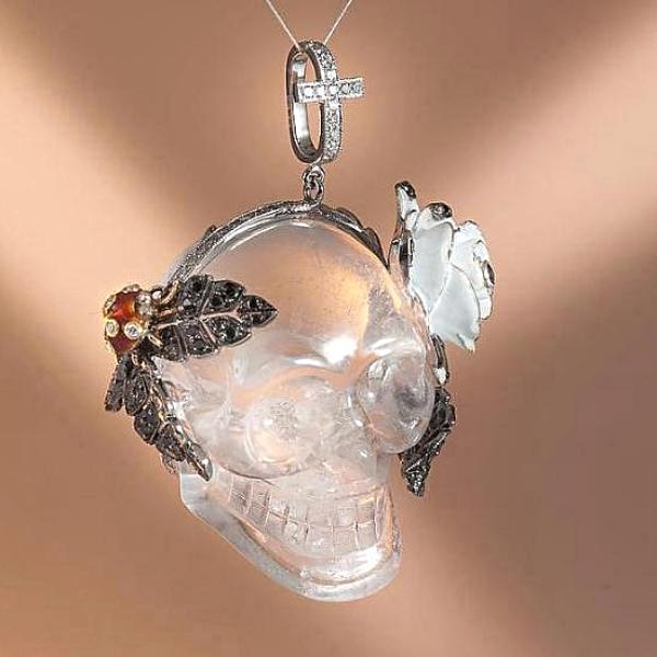 Lydia Courteille Joaillerie Rock Diamonds Crystal Skull Pendant - poupishop