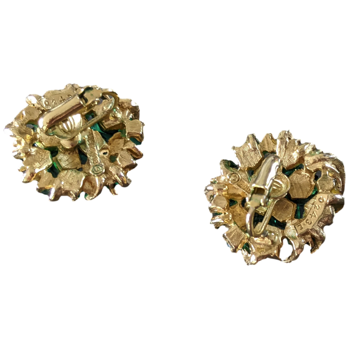 Marcel Boucher Late 1955 Art Brut "Mineraux" Poured Glass Numbered Clip on Earrings