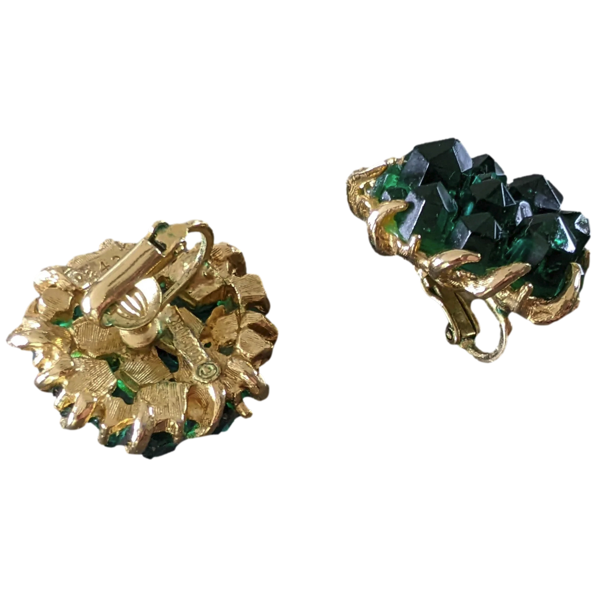 Marcel Boucher Late 1955 Art Brut "Mineraux" Poured Glass Numbered Clip on Earrings