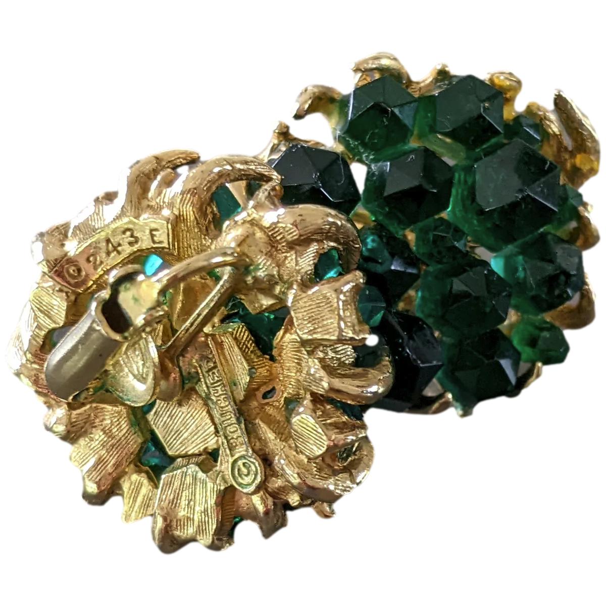 Marcel Boucher Late 1955 Art Brut "Mineraux" Poured Glass Numbered Clip on Earrings